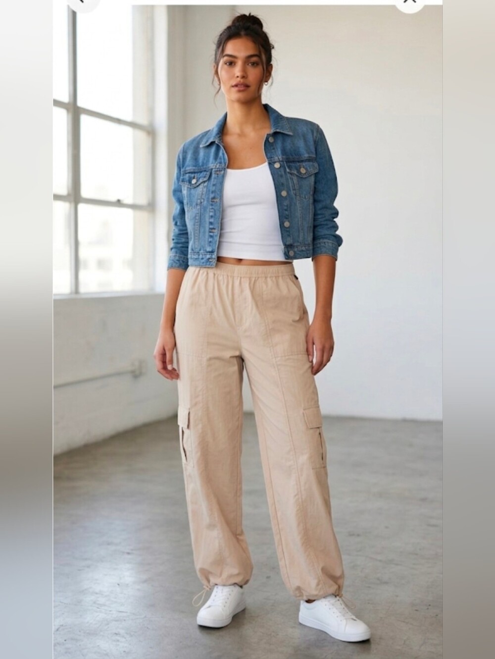 Nwt Womens Cotton:On Body  Active  Cargo Jogger Pants size XL in Parchment